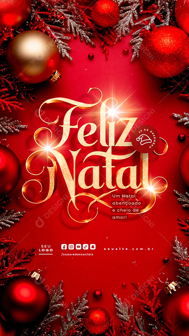 Story Feliz Natal 25 de Dezembro Um Natal Abençoado Social Media PSD Editável