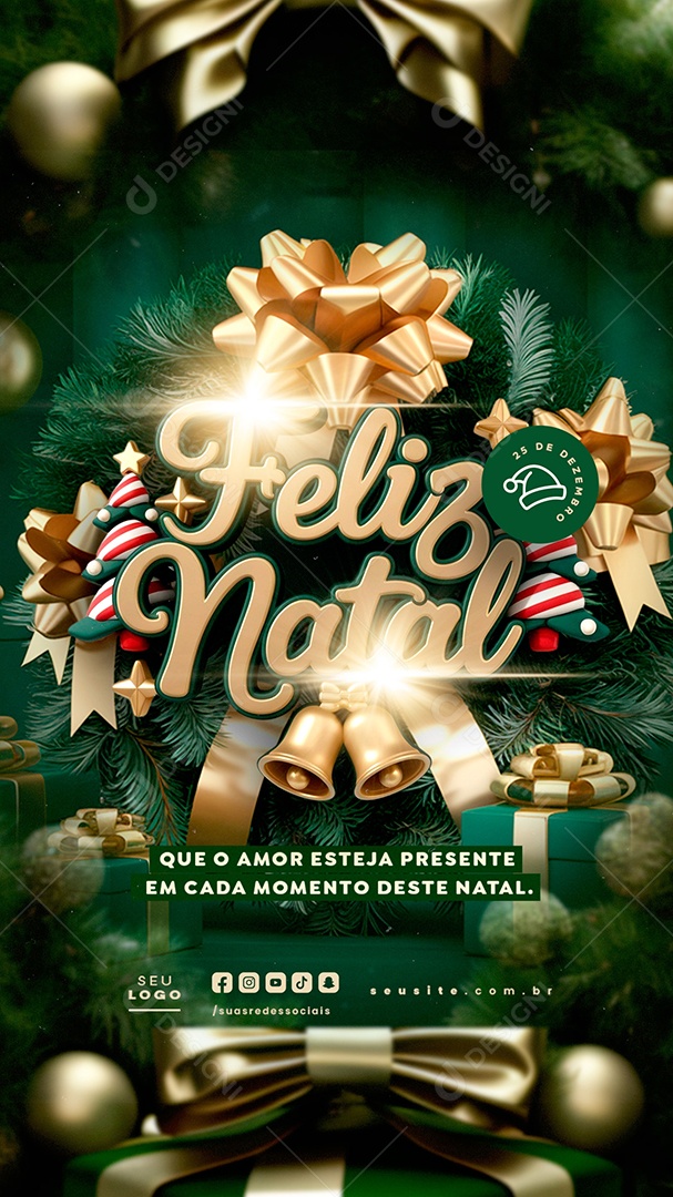 Story Feliz Natal 25 de Dezembro Que o Amor Esteja Presente Social Media PSD Editável