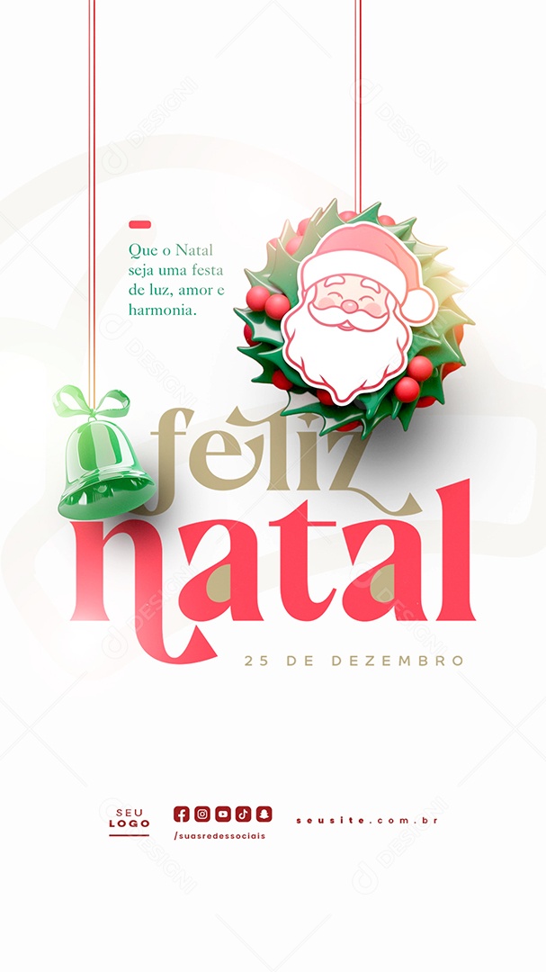 Story Feliz Natal 25 de Dezembro Festa de Luz Social Media PSD Editável