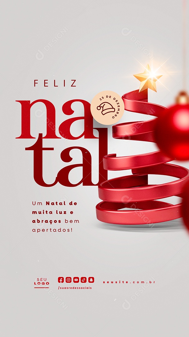 Story Feliz Natal 25 de Dezembro Muita Luz e Abraços Social Media PSD Editável