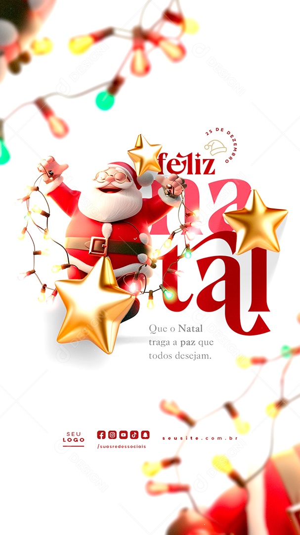 Story Feliz Natal 25 de Dezembro Social Media PSD Editável
