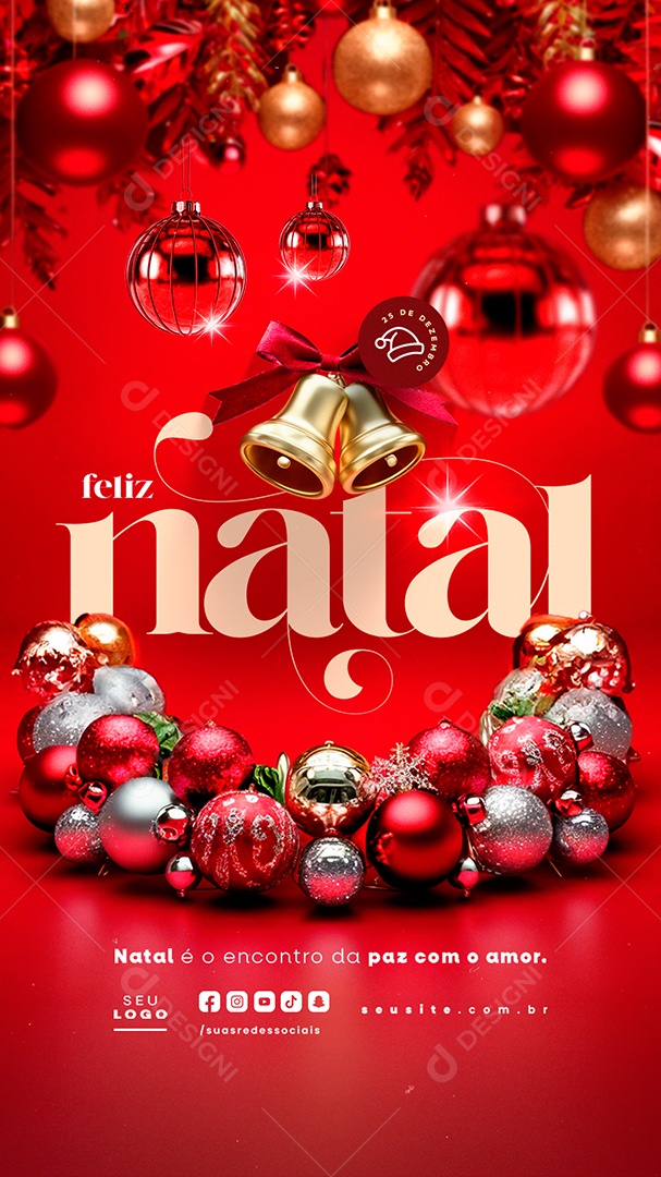 Story Feliz Natal 25 de Dezembro Natal é o Encontro da Paz Com o Amor Social Media PSD Editável