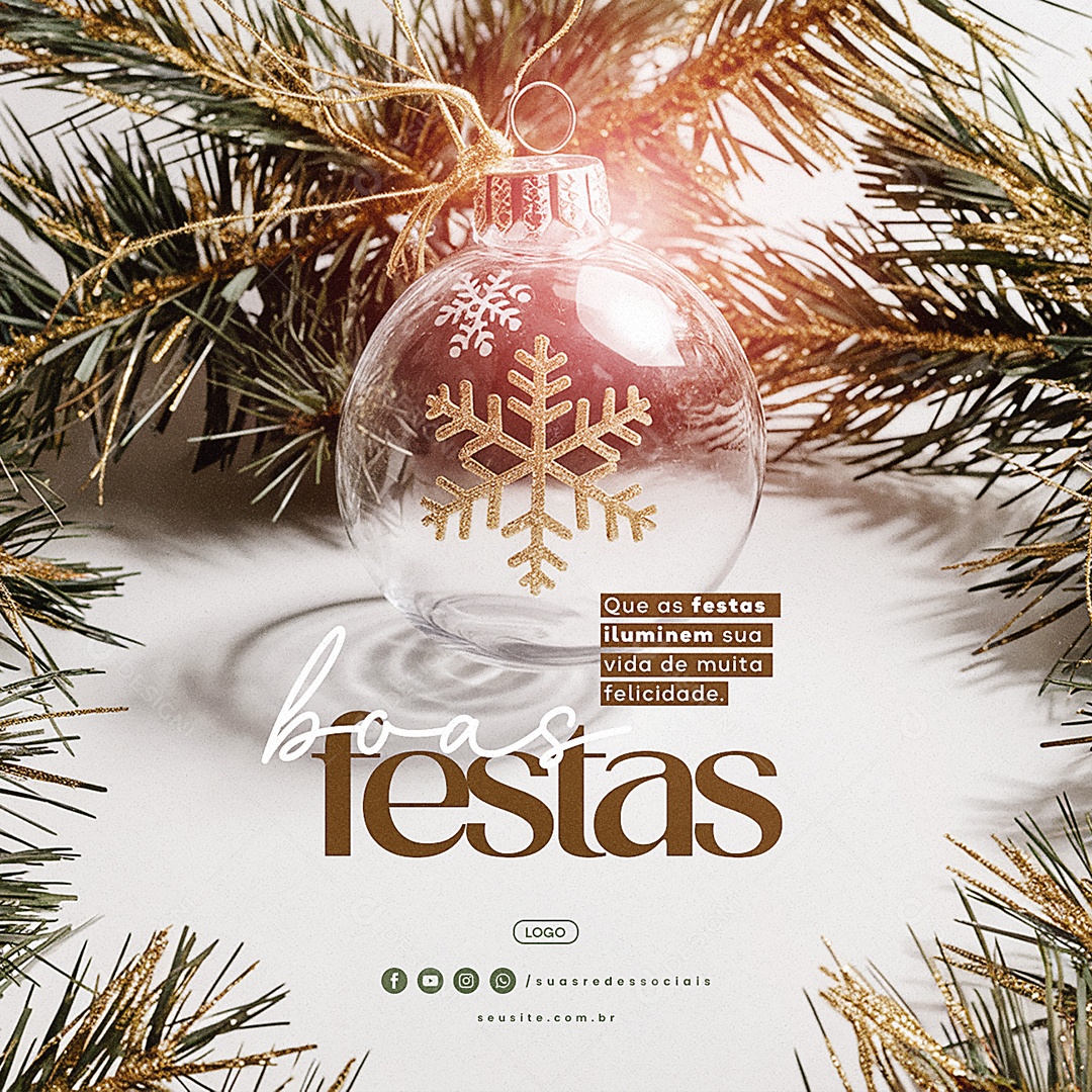 Boas Festas Que as Festas Iluminem sua Vida Social Media PSD Editável