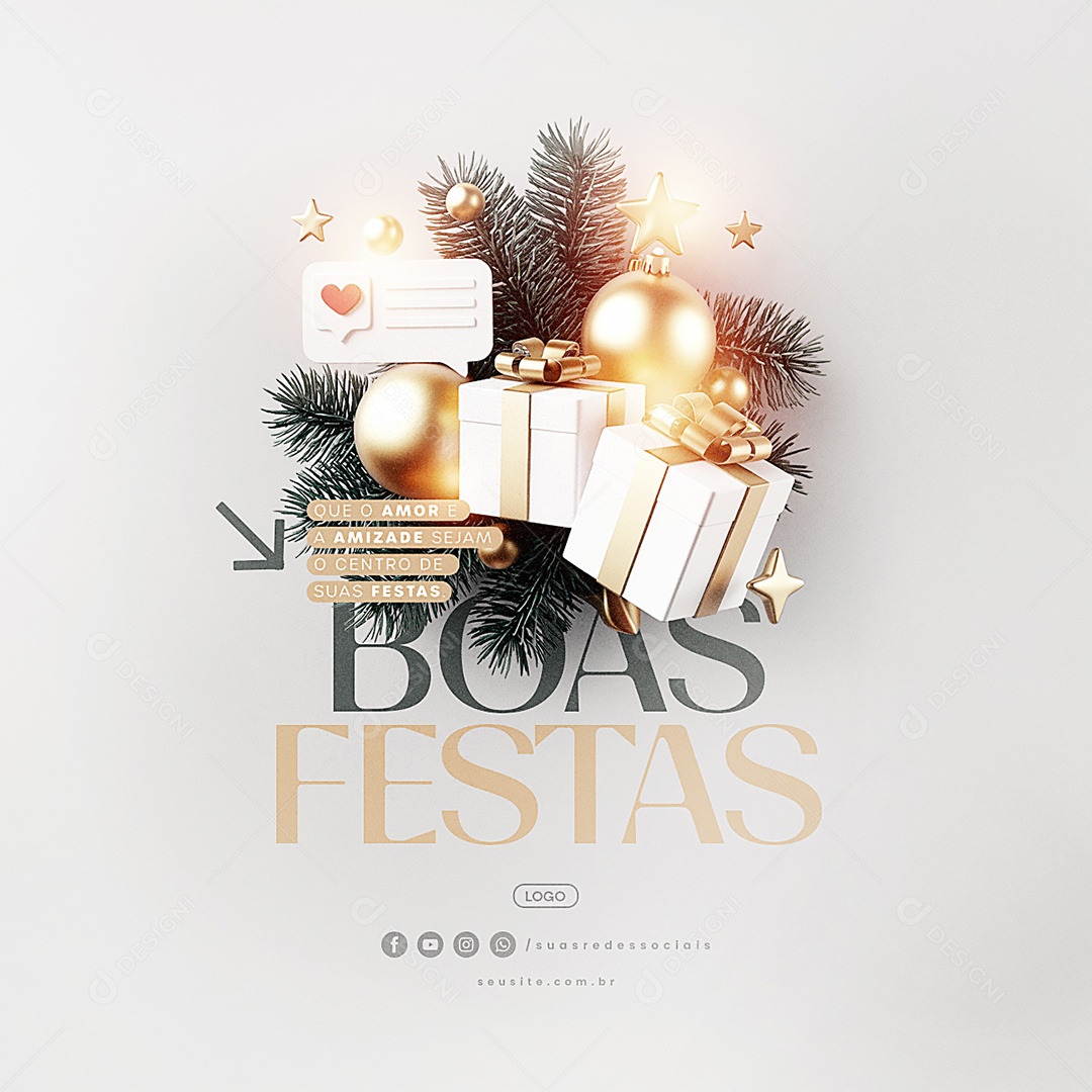 Boas Festas Que o Amor é a Amizade Social Media PSD Editável