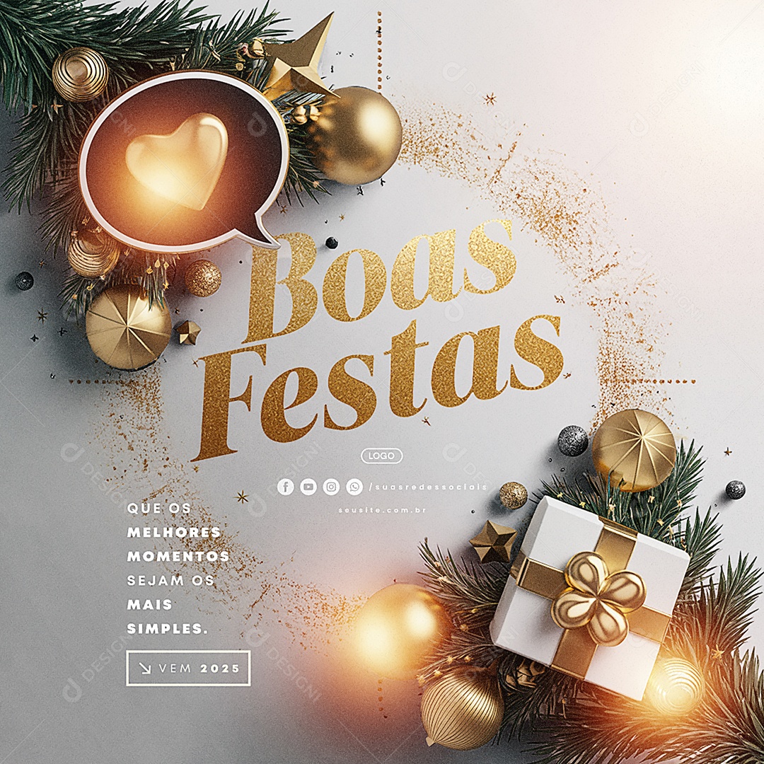 Boas Festas Que os Melhores Momentos Sejam os Mais Simples Social Media PSD Editável