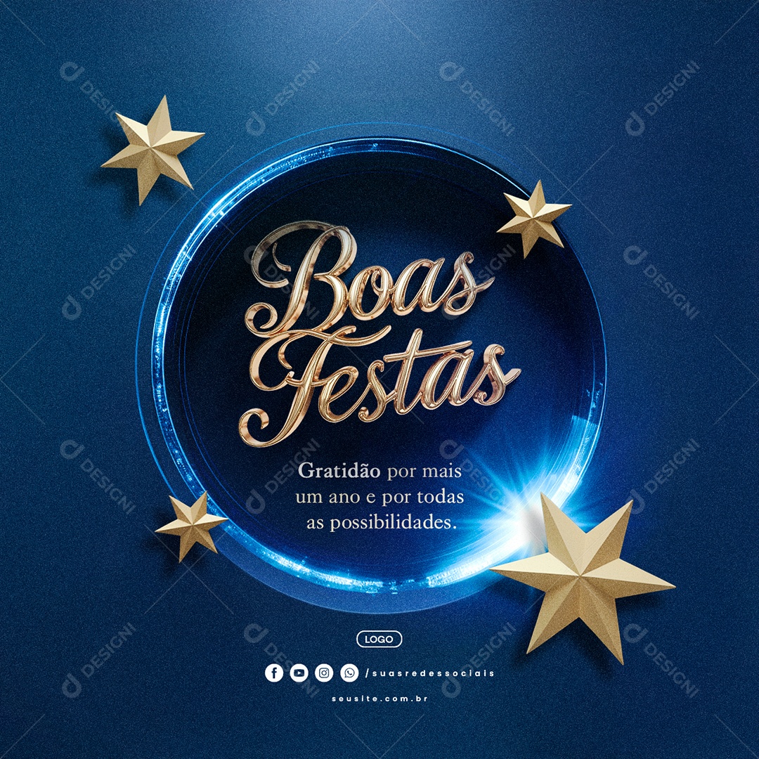 Boas Festas Gratidão Social Media PSD Editável