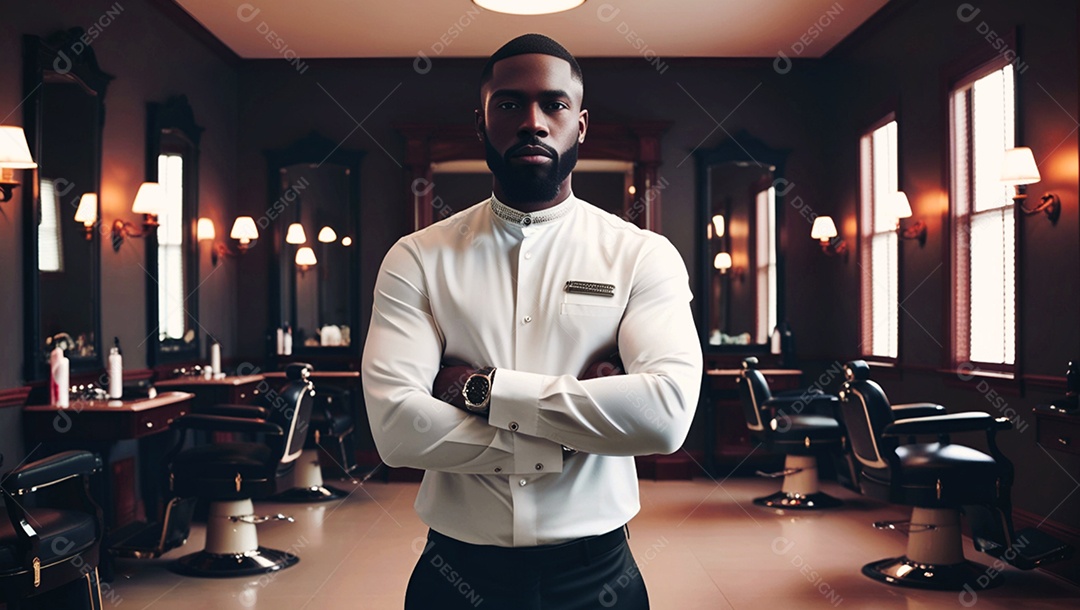 FOTO DE UM BARBEIRO EM UMA LINDA BARBEARIA