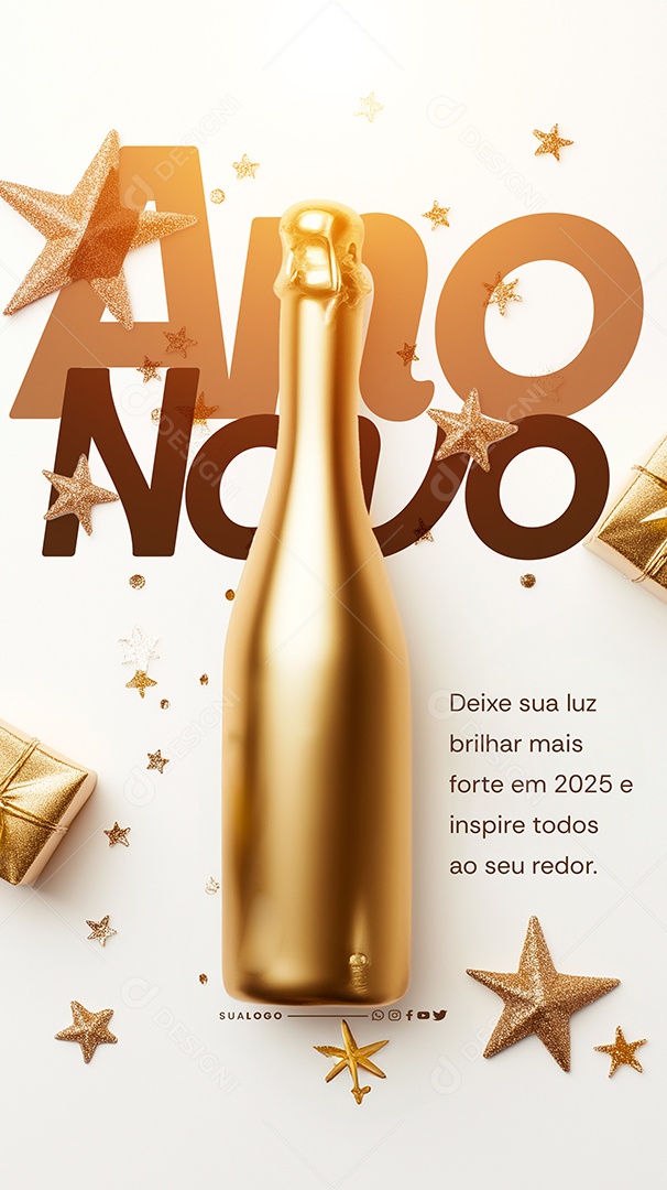 Story Feliz Ano Novo Deixe Sua Luz Brilhar mais Forte em 2025 Social Media PSD Editável