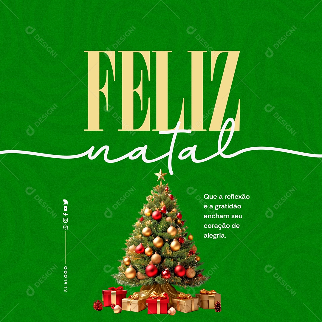 Feliz Natal Que a Gratidão Encham Seu Coração de Alegria Social Media PSD Editável