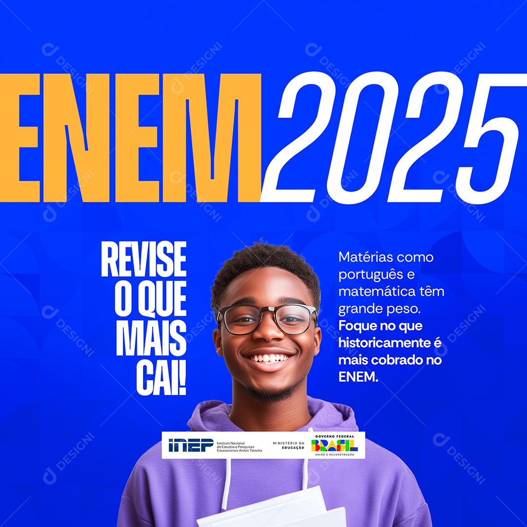 Enem 2025 Revise o Que Mais Cai Social Media PSD Editável