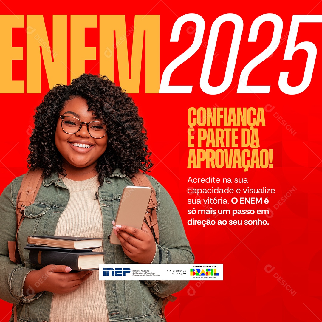 Simulados Enem 2025 Confiança é Parte da Aprovação Social Media PSD Editável