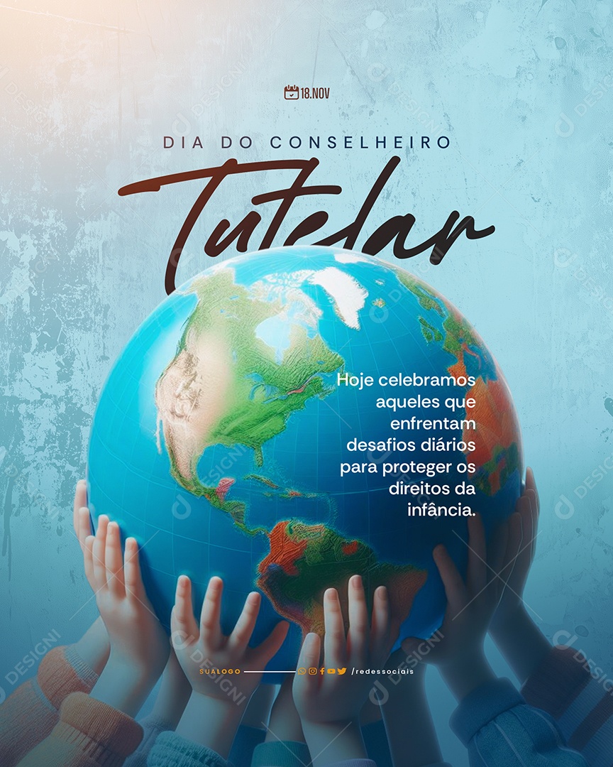 Dia do Conselheiro Tutelar 18 de Novembro Social Media PSD Editável