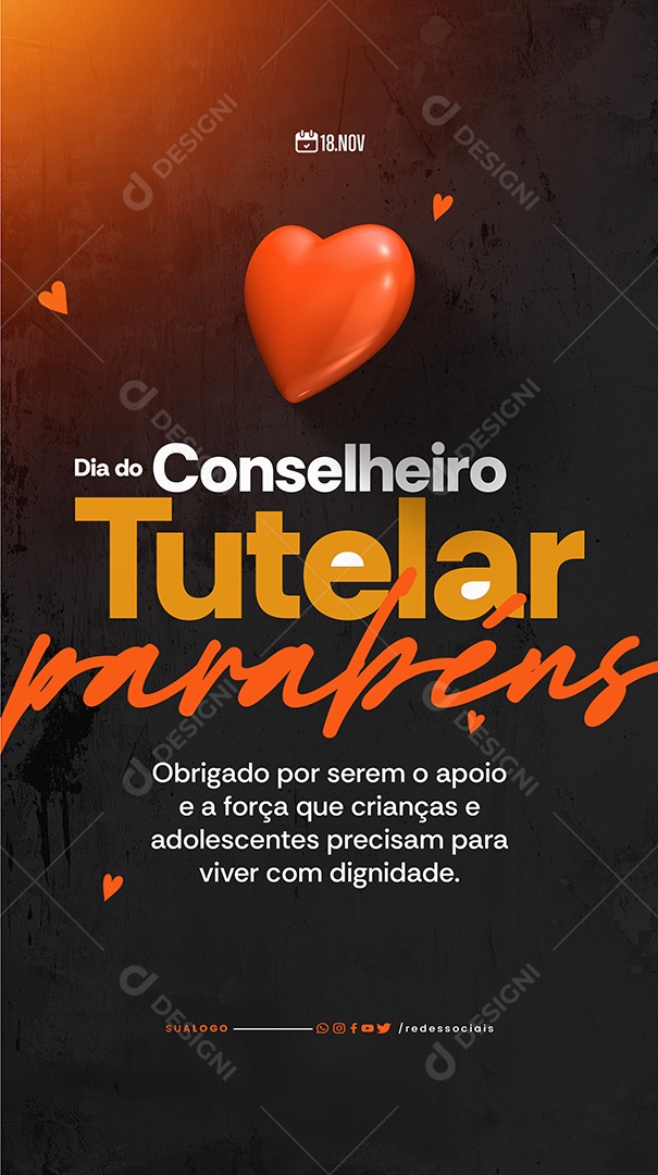 Story Dia do Conselheiro Tutelar 18 de Novembro Social Media PSD Editável