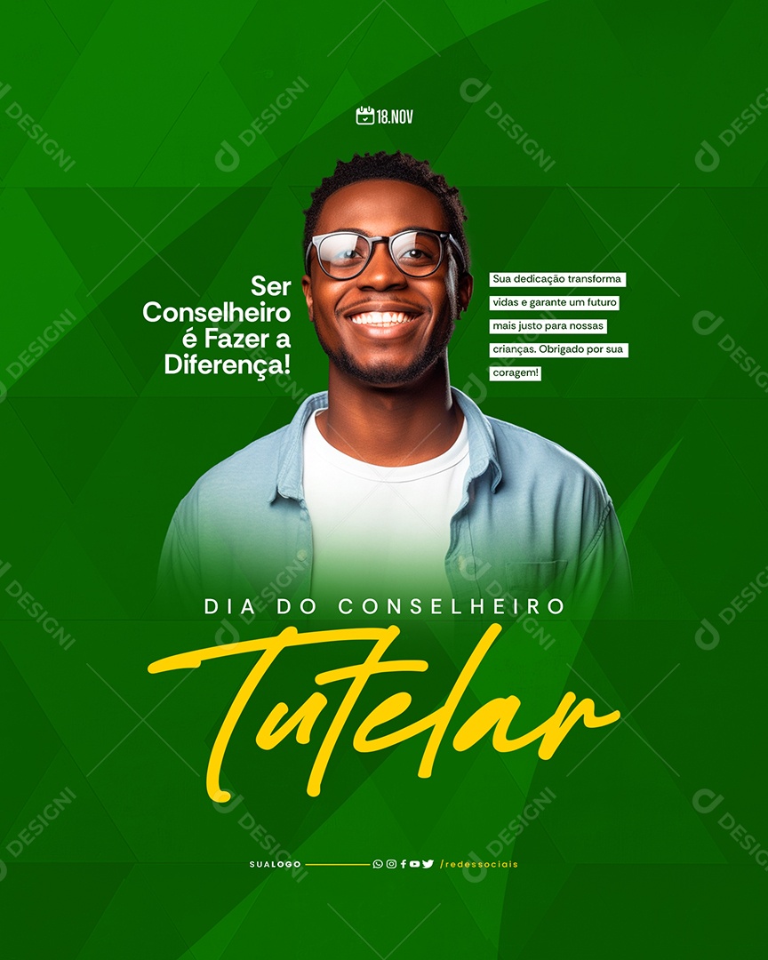 Dia do Conselheiro Tutelar 18 de Novembro Social Media PSD Editável