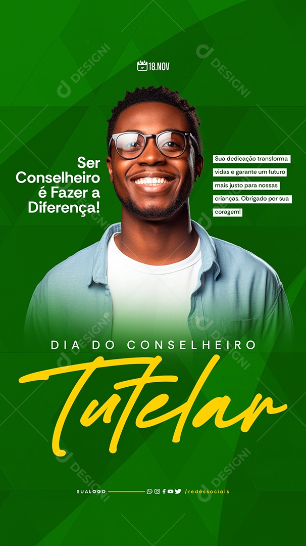 Dia do Conselheiro Tutelar 18 de Novembro Social Media PSD Editável