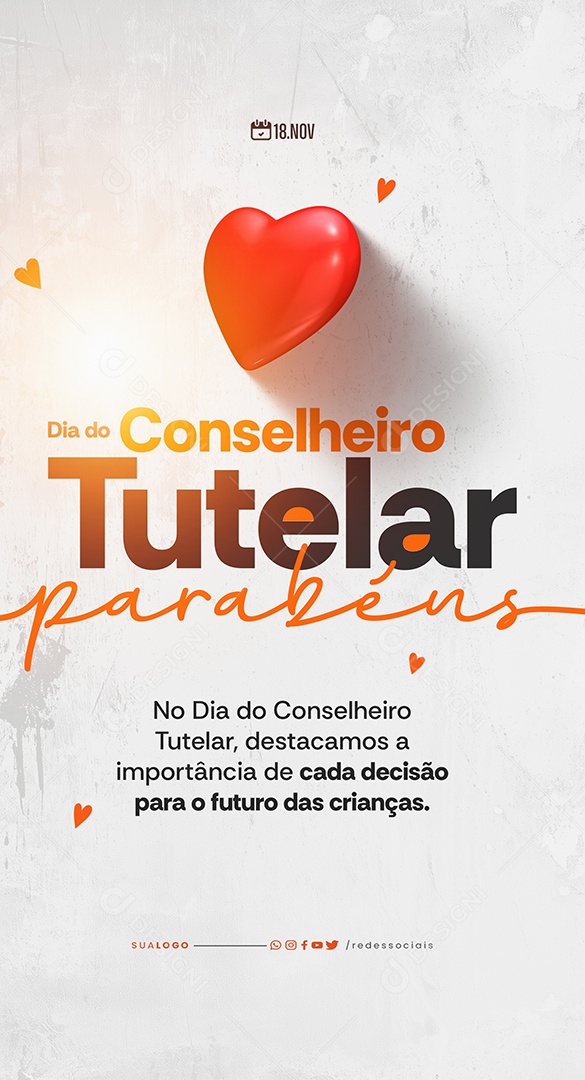 Story Dia do Conselheiro Tutelar Parabéns 18 de Novembro Social Media PSD Editável