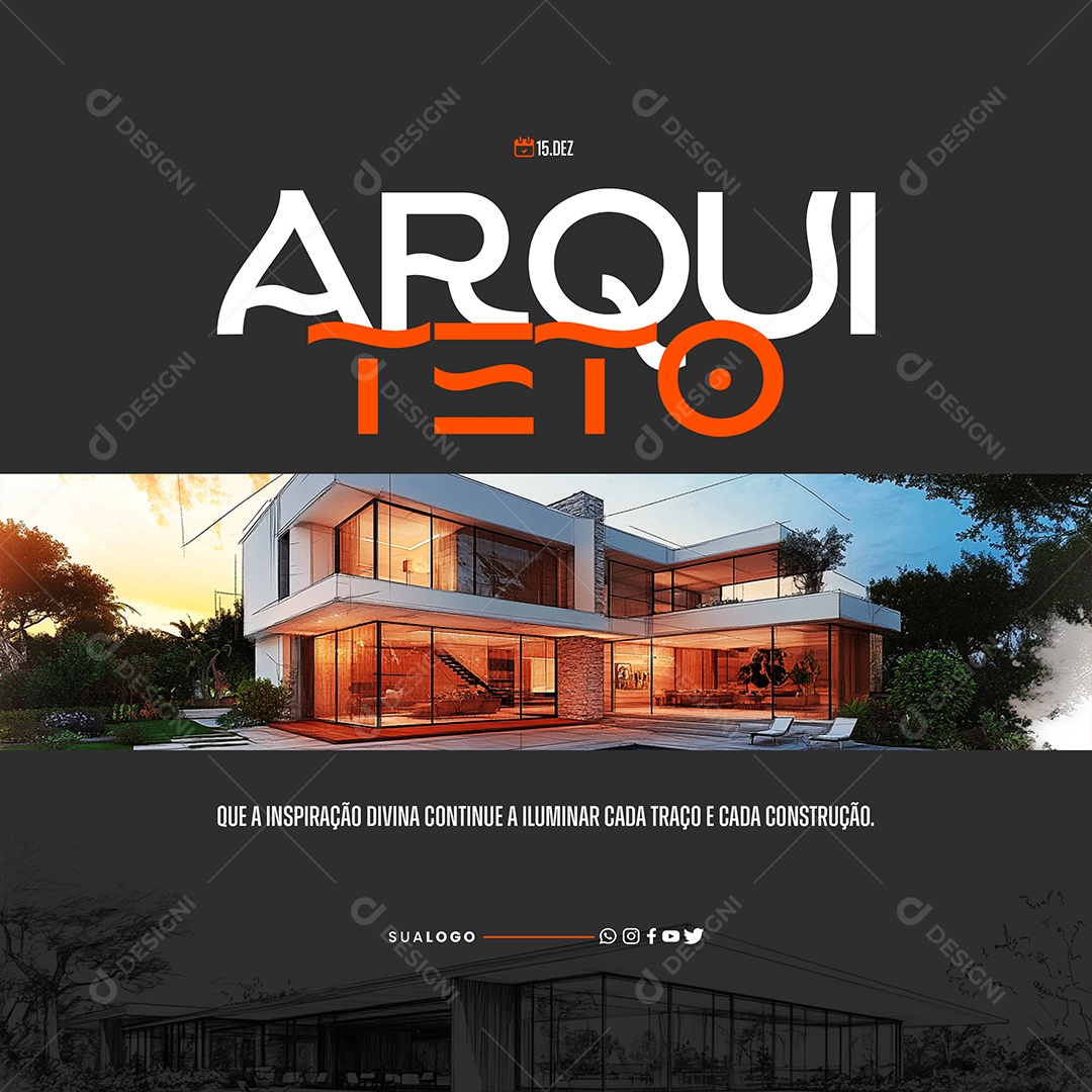 Dia do Arquiteto Parabéns Social Media PSD Editável