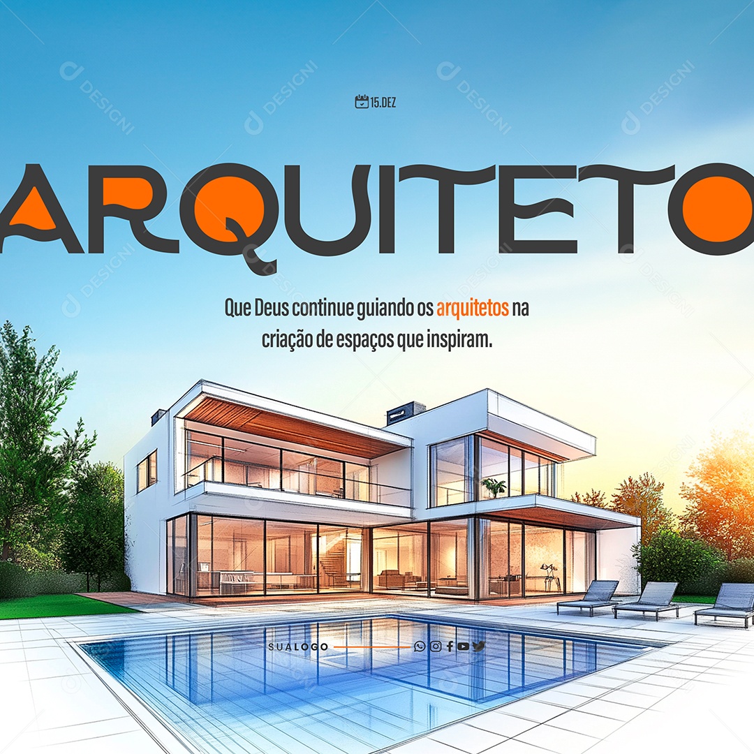 Dia do Arquiteto Parabéns Social Media Para Composição PSD Editável