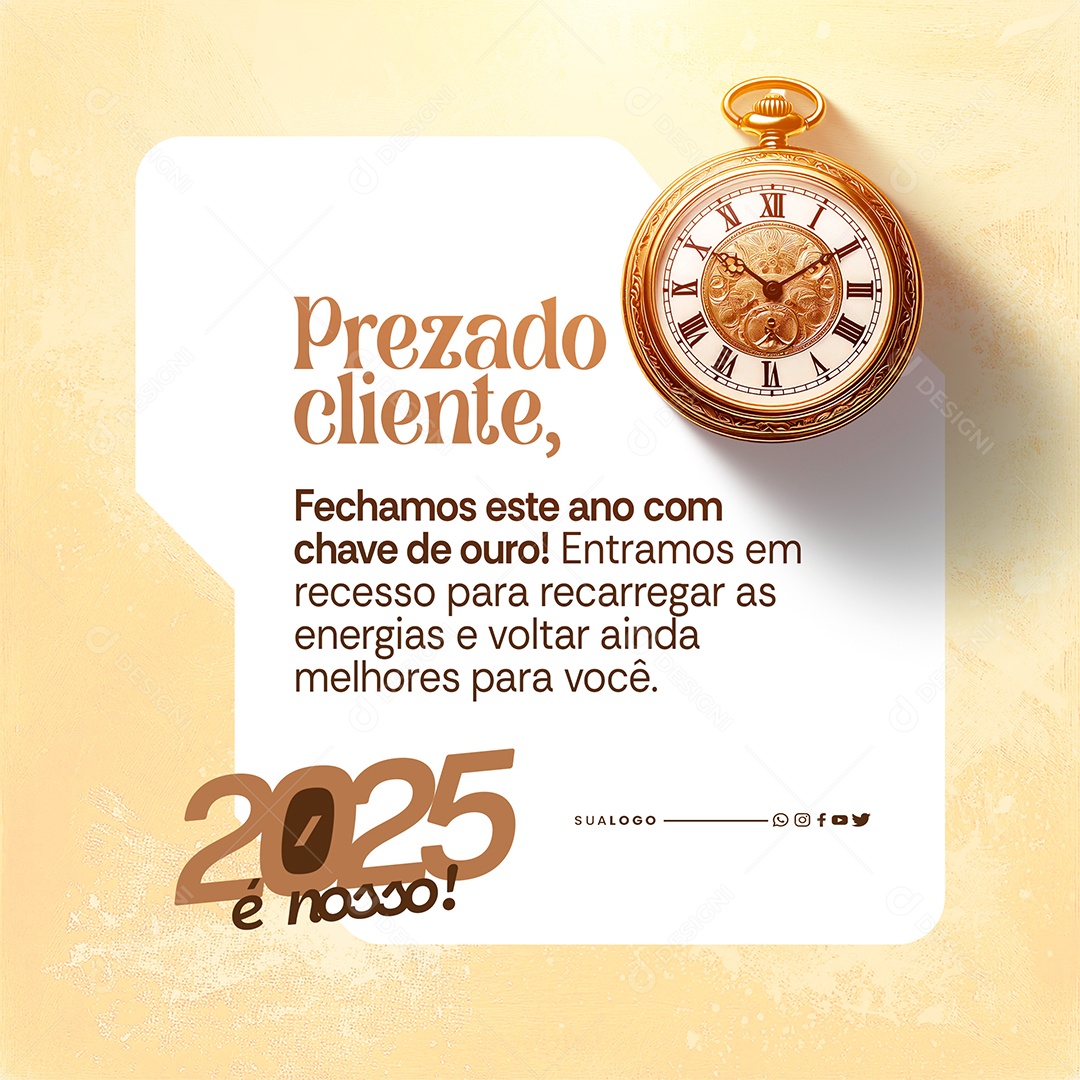 Comunicado Fechamos este Ano Com Chave de Ouro Social Media PSD Editável