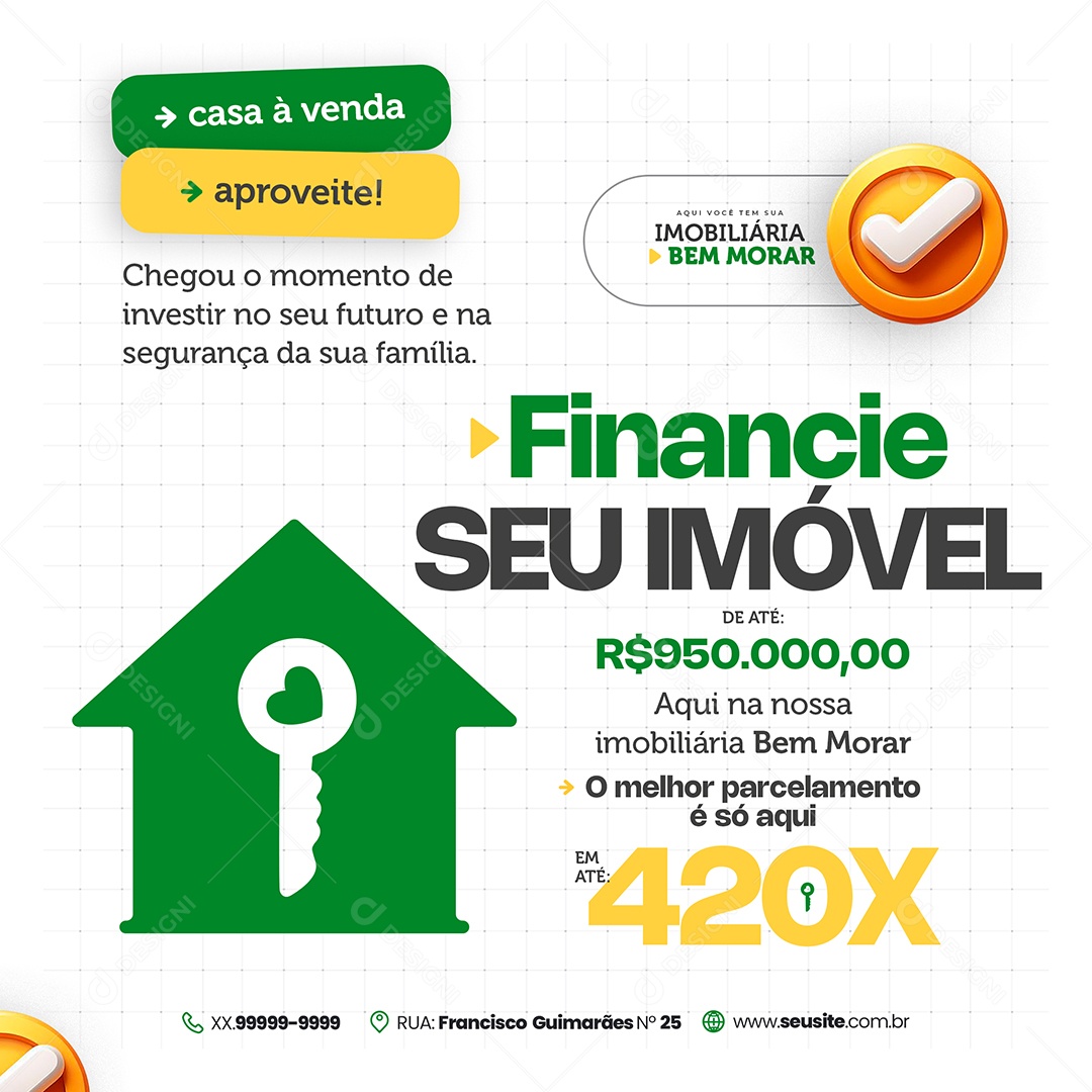 Imobiliária Financie Seu Imóvel Social Media PSD Editável