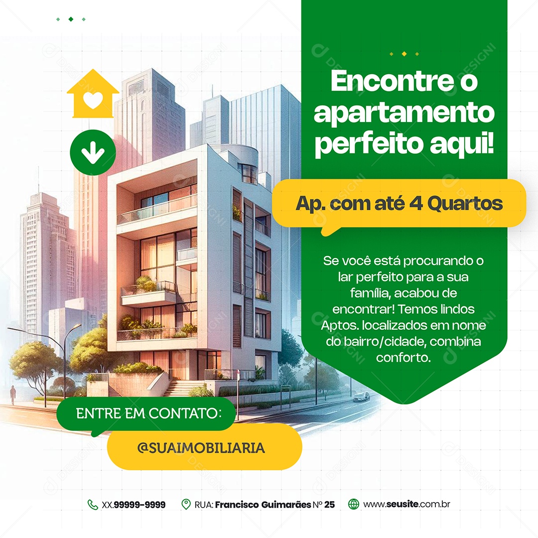 Imobiliária Encontre o Apartamento Perfeito Social Media PSD Editável