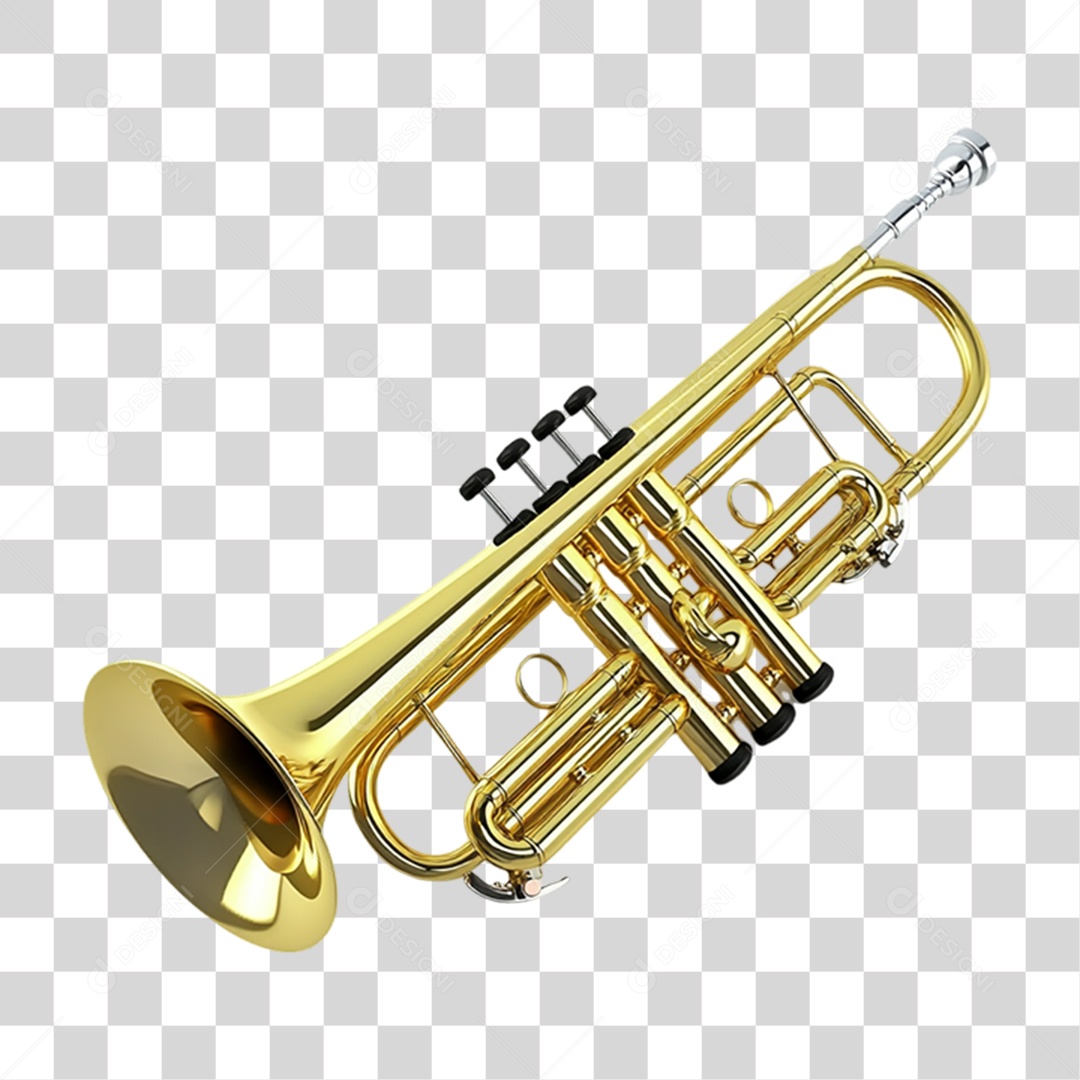 Elemento 3D Instrumento Trompete de Carnaval PNG Transparente