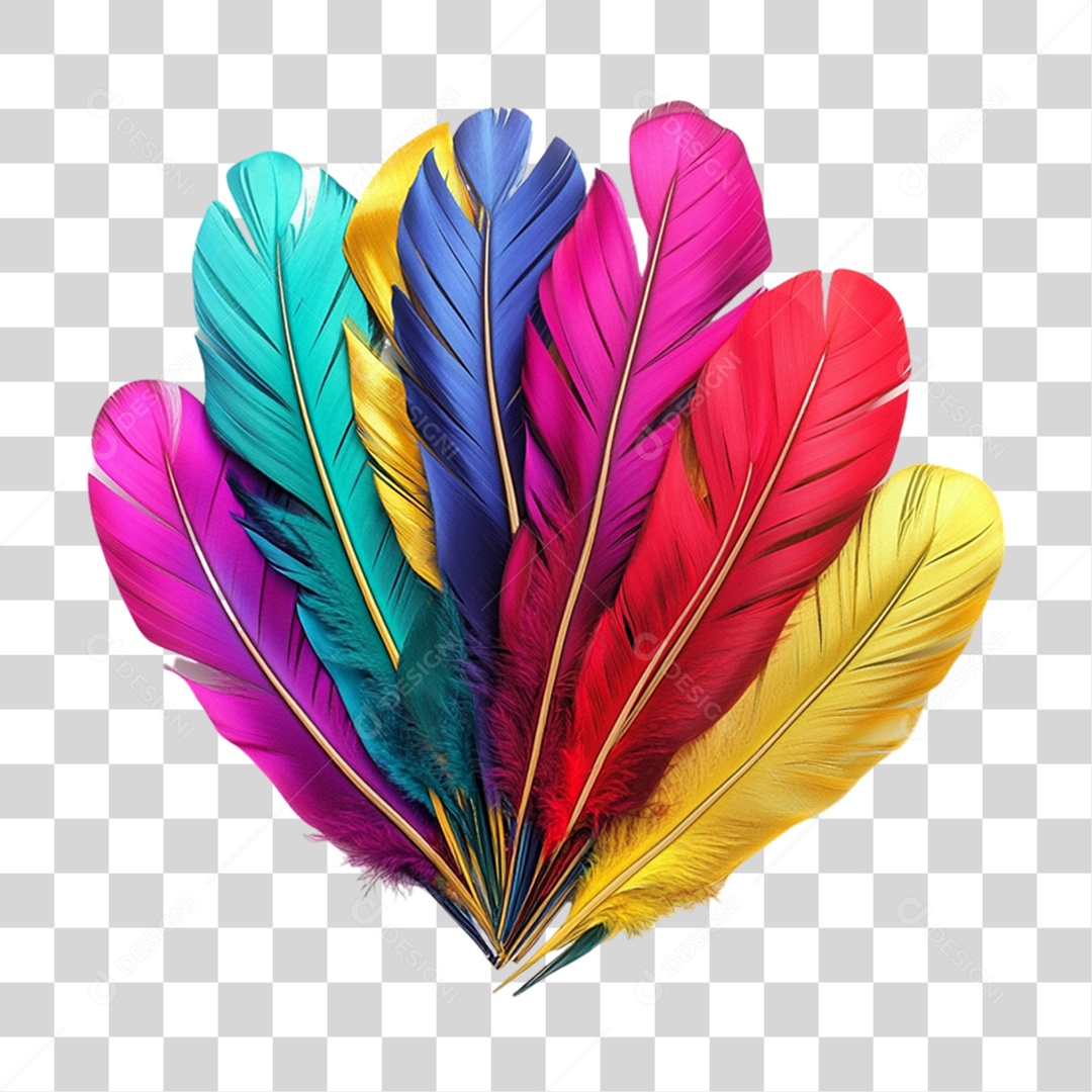 Penas Cores Carnaval PNG Transparente