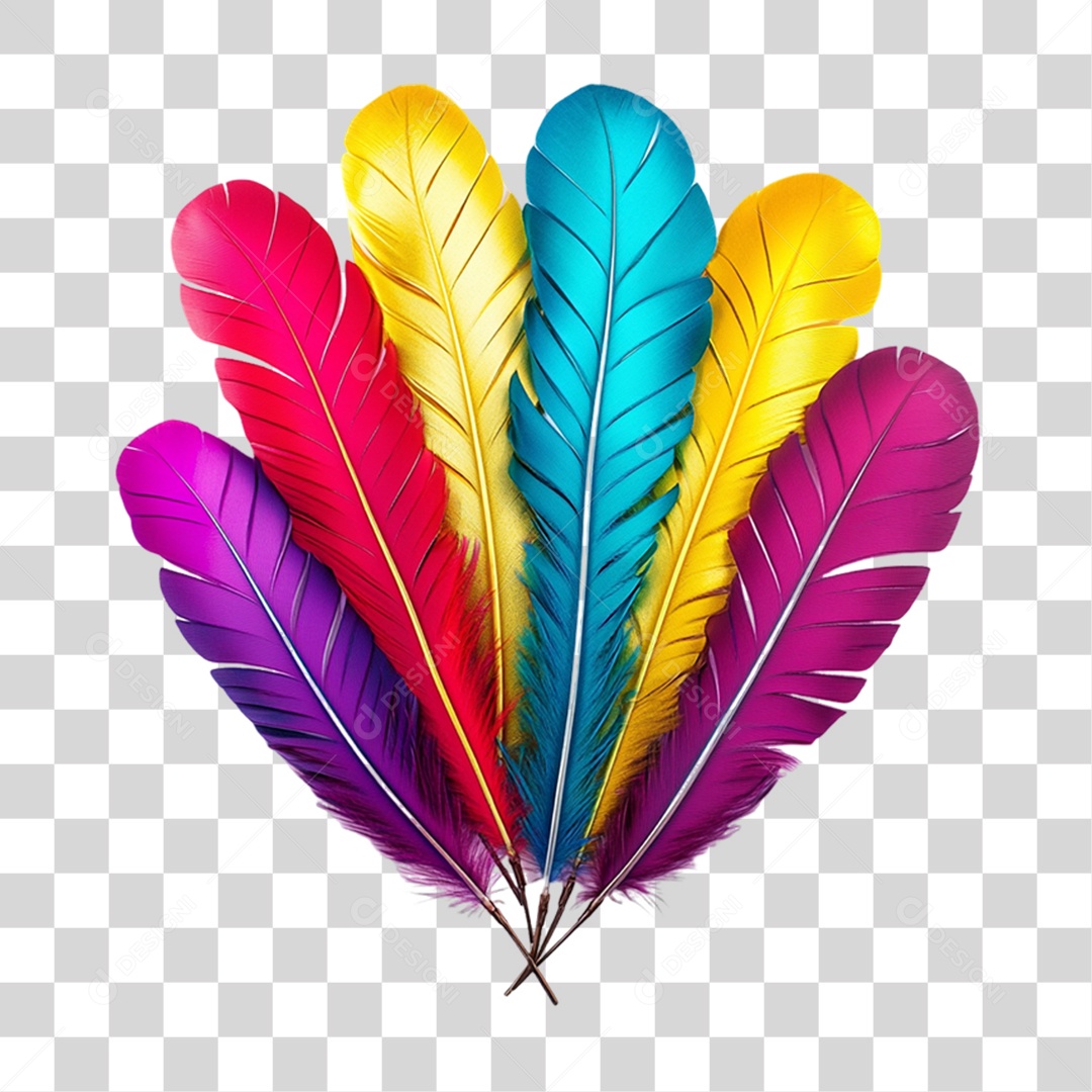 Penas Cores Carnaval PNG Transparente