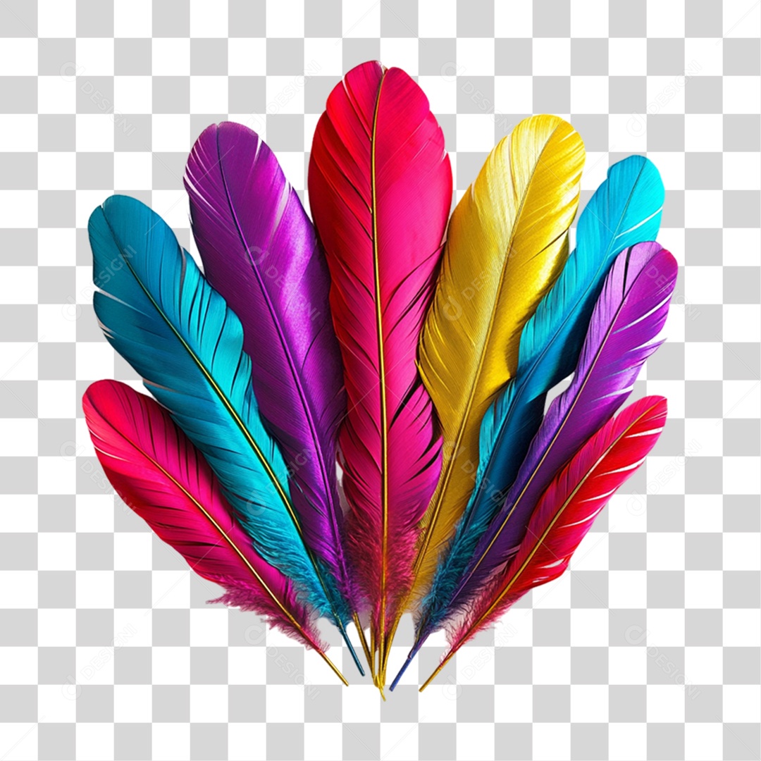 Penas Cores Carnaval PNG Transparente