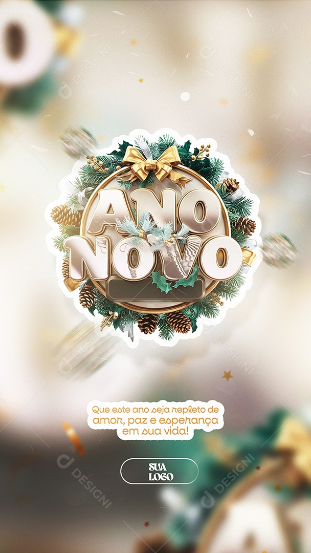 Story Feliz Ano Novo Repleto de Amor Social Media PSD Editável