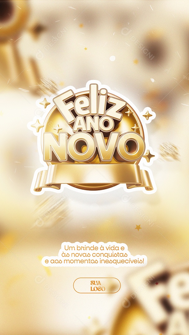 Story Ano Novo Um Brinde á Vida Social Media PSD Editável