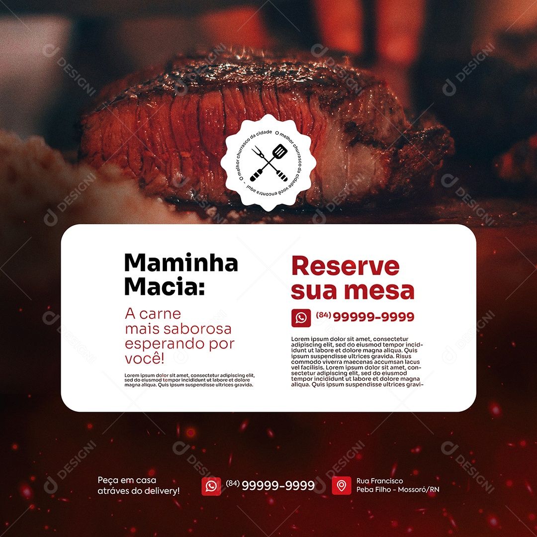 Churrascaria Reserve Sua Mesa Social Media PSD Editável