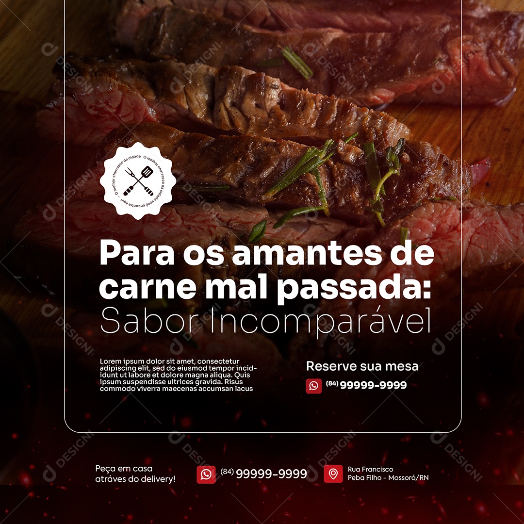 Churrascaria Sabor Incomparável Social Media PSD Editável