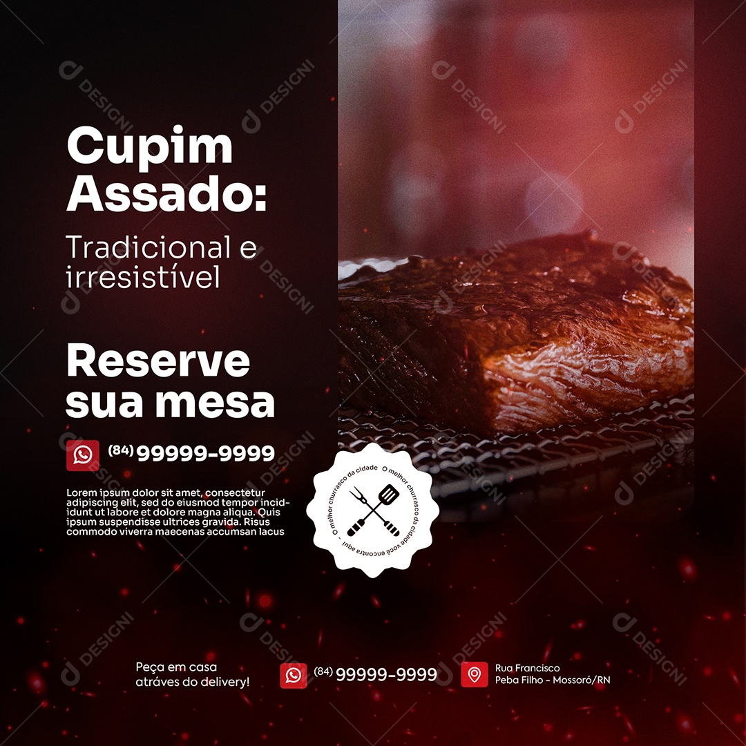 Churrascaria Reserve Sua Mesa Social Media PSD Editável