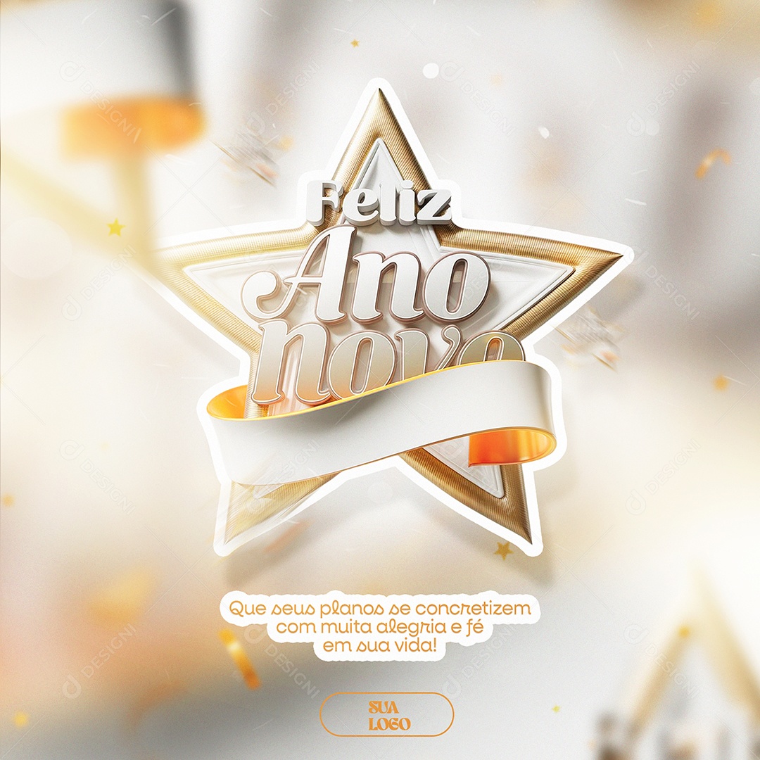 Feliz Ano Novo Que Seus Planos Se Concretizem Social Media PSD Editável