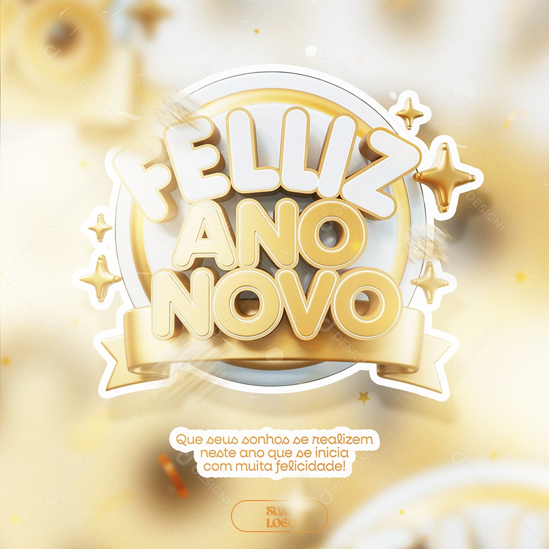 Feliz Ano Novo Que Seus Sonhos Se Realizem Social Media PSD Editável