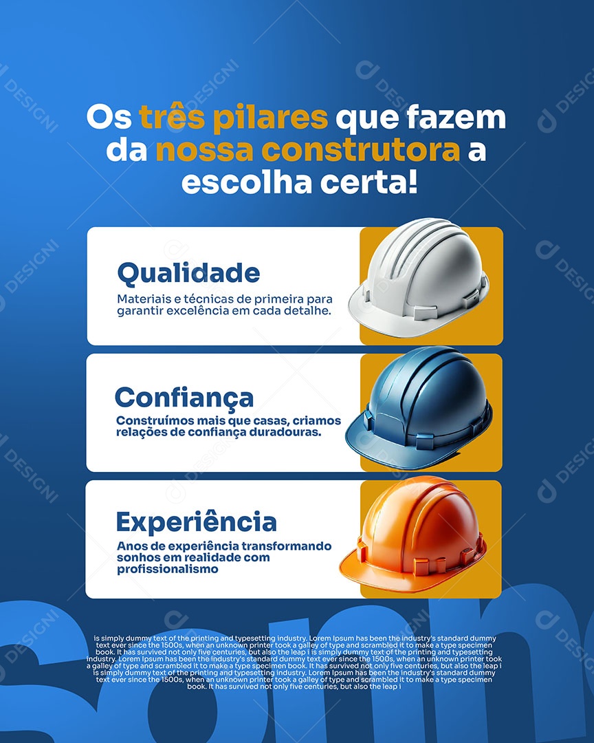 Construtora Qualidade Confiança Experiência Social Media PSD Editável