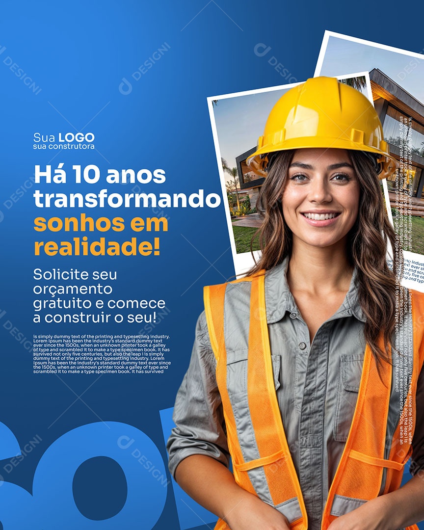 Construtora Transformando Sonhos Em Realidade Social Media PSD Editável