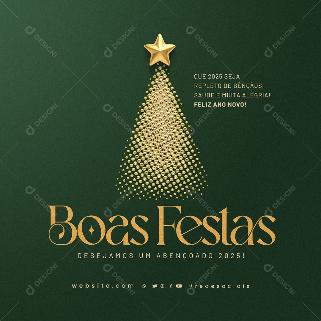 Boas Festas Abençoado 2025 Social Media PSD Editável