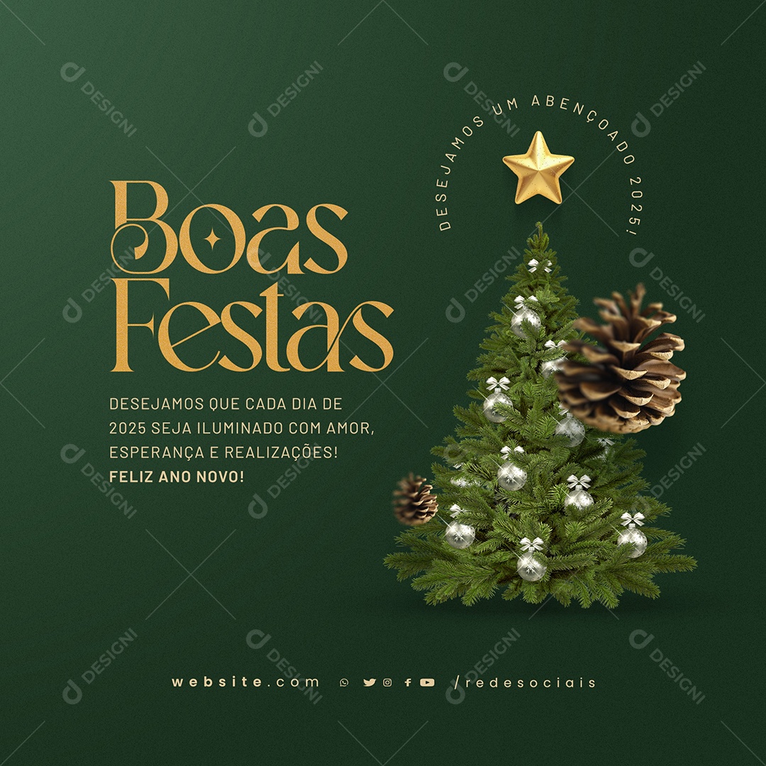 Boas Festas Realizações Social Media PSD Editável