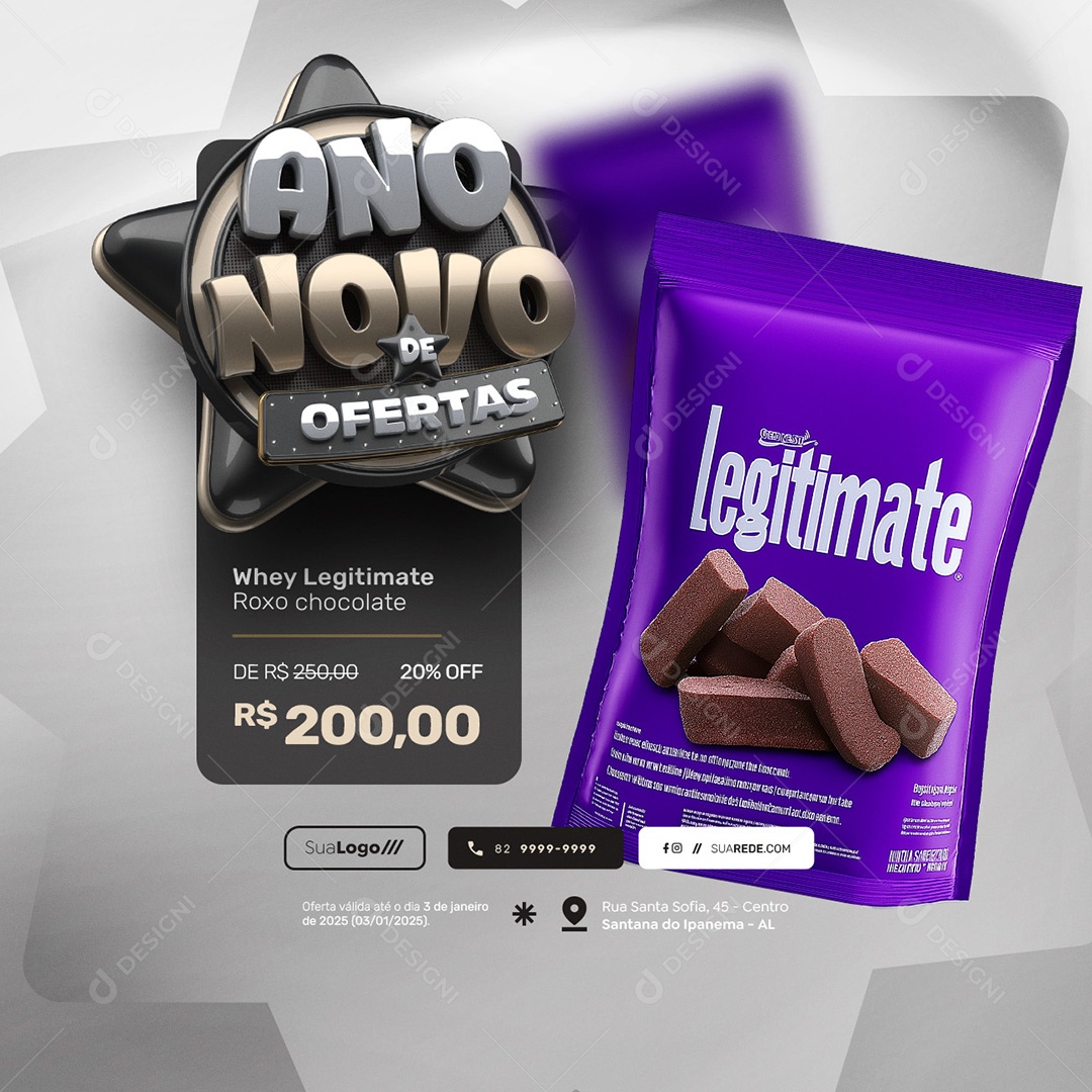 Ano Novo De Ofertas Whey Legitimate Social Media PSD Editável
