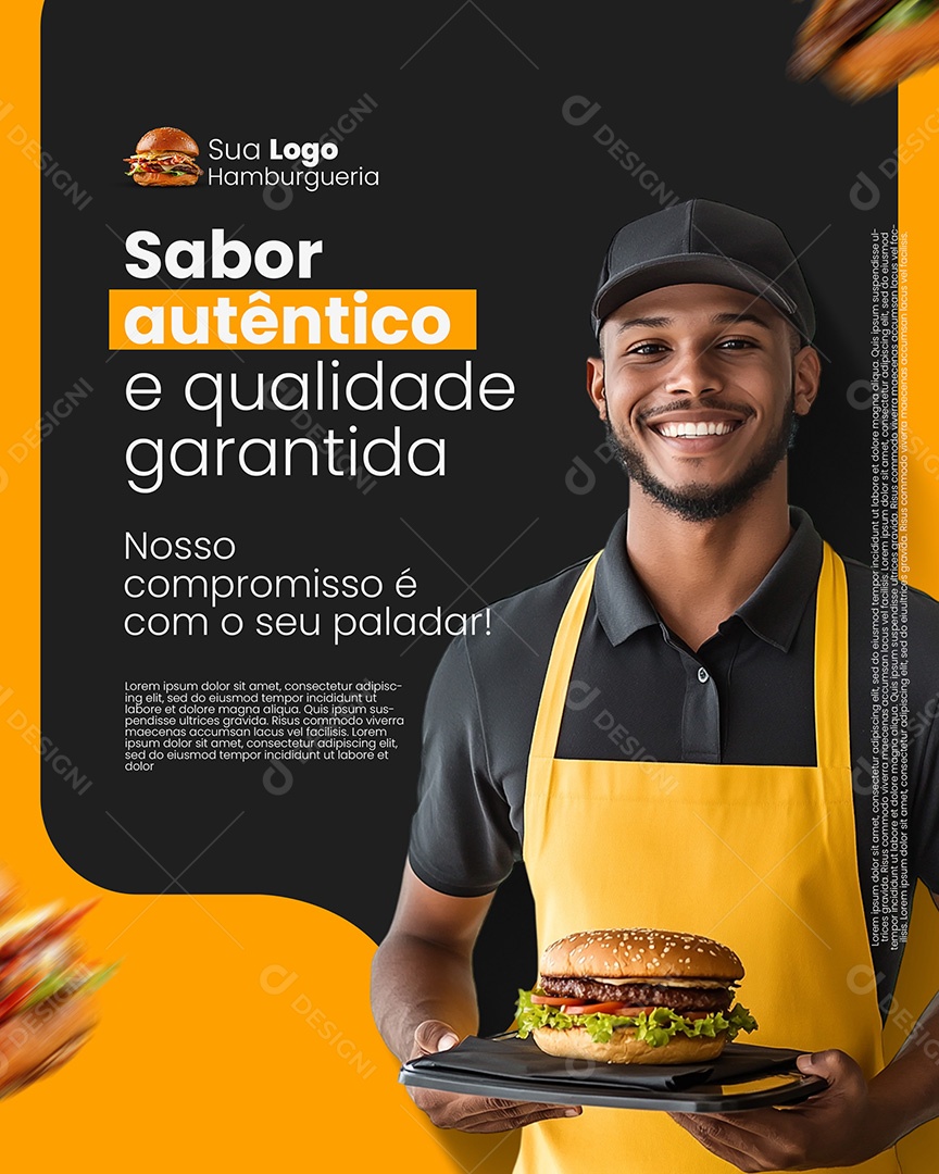 Hamburgueria Qualidade Garantida Social Media PSD Editável