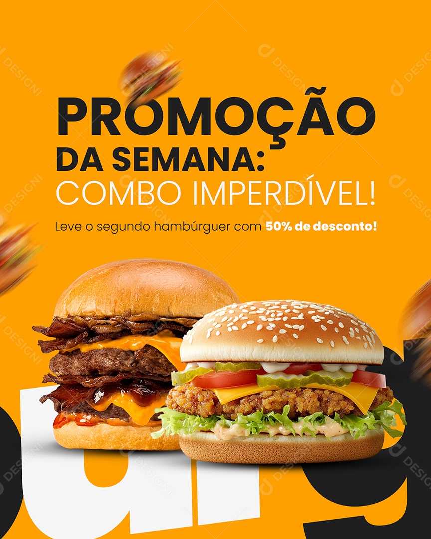 Hamburgueria Promoção Social Media PSD Editável