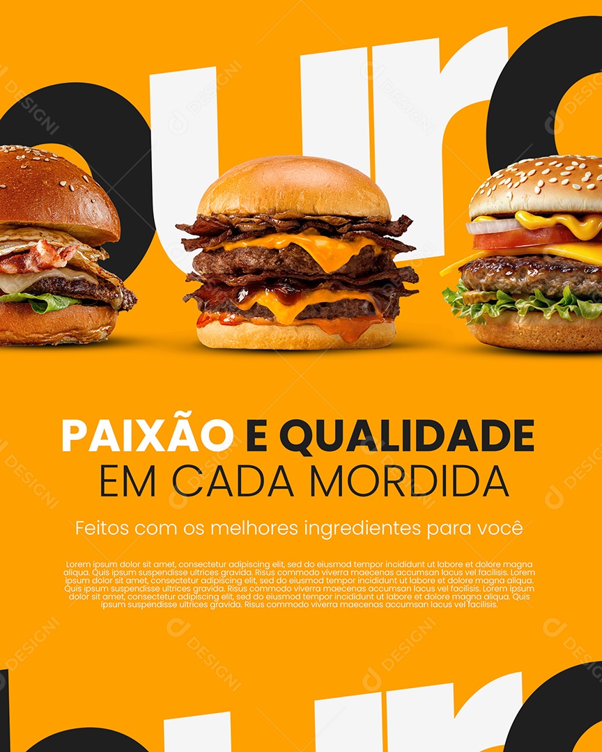 Hamburgueria Paixão Qualidade Social Media PSD Editável