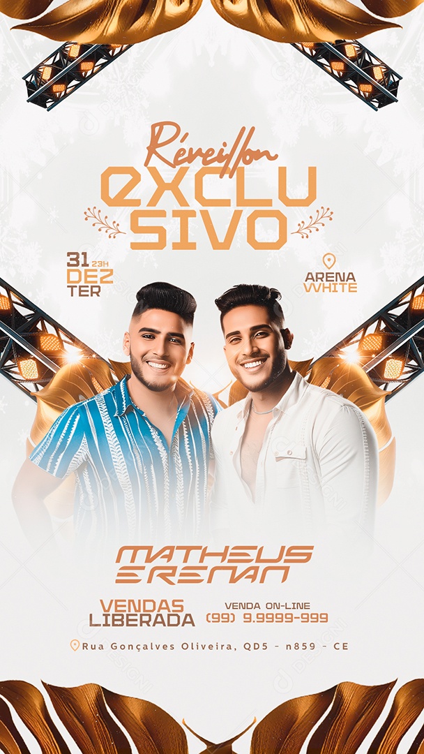 Story Flyer Réveillon Exclusivo Matheus e Renan Social Media PSD Editável