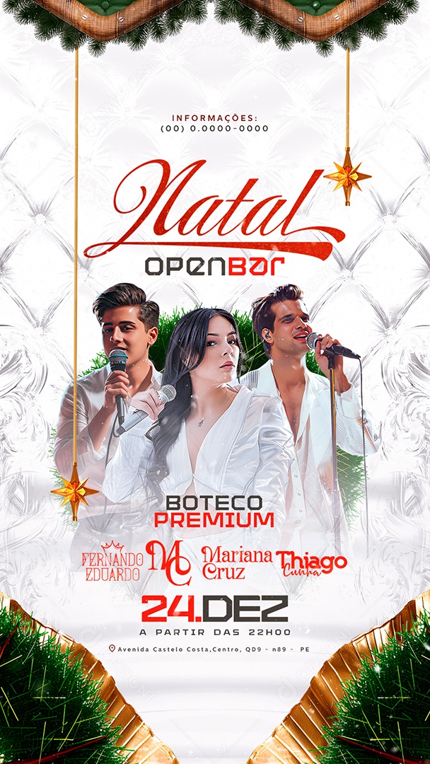 Story Flyer Natal Open Bar Social Media PSD Editável