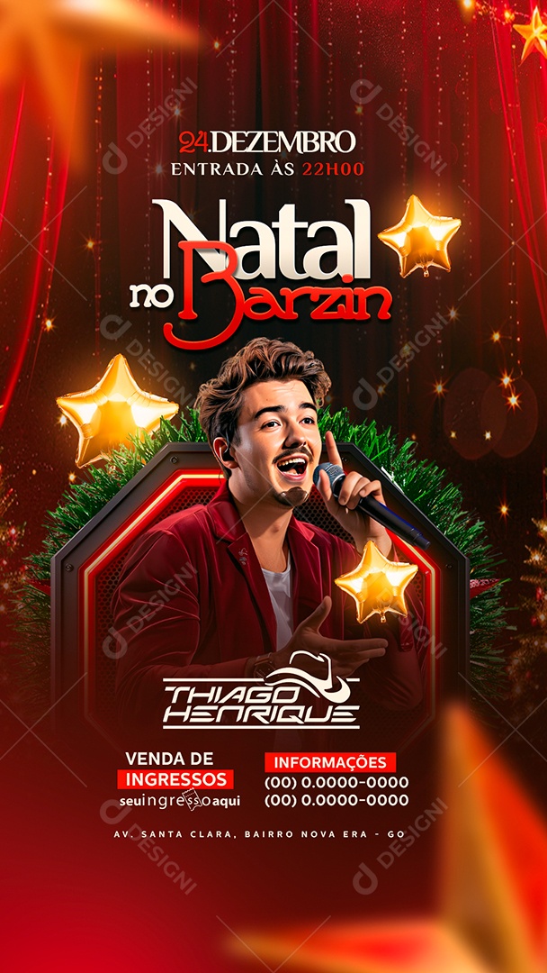Story Flyer Natal no Barzin Thiago Henrique Social Media PSD Editável