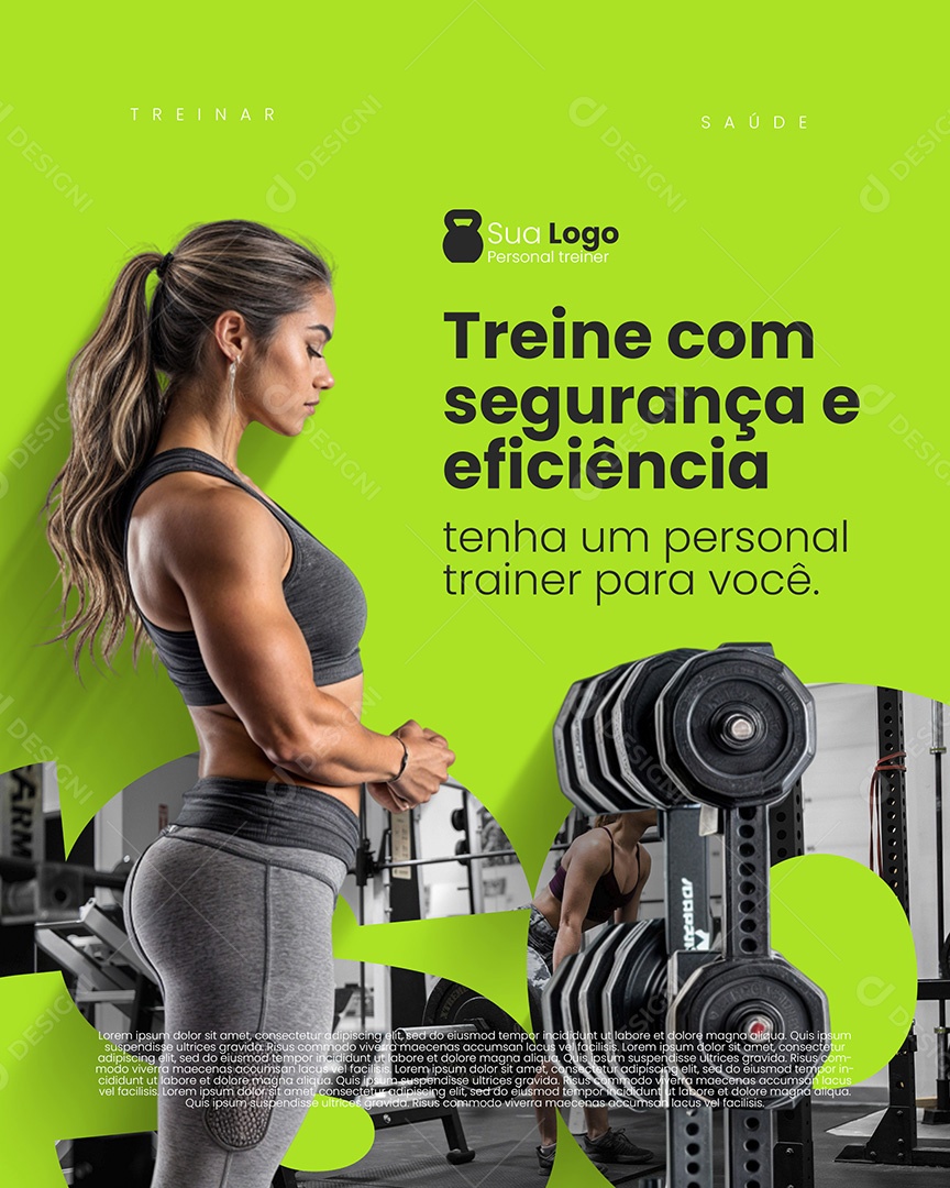 Academia Treinos Com Segurança Social Media PSD Editável