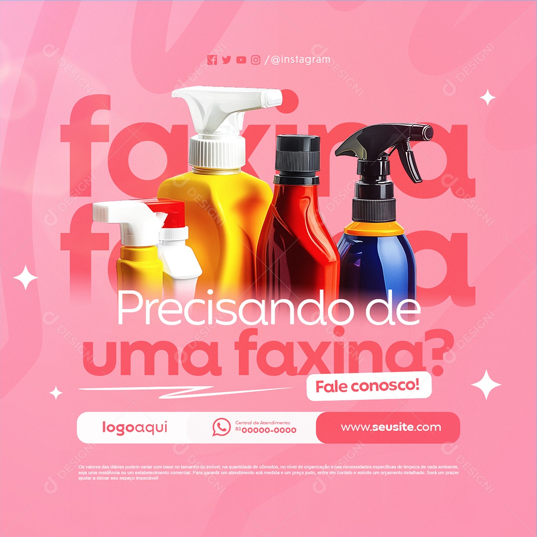 Faxineira Precisando de Uma Faxina Social Media PSD Editável