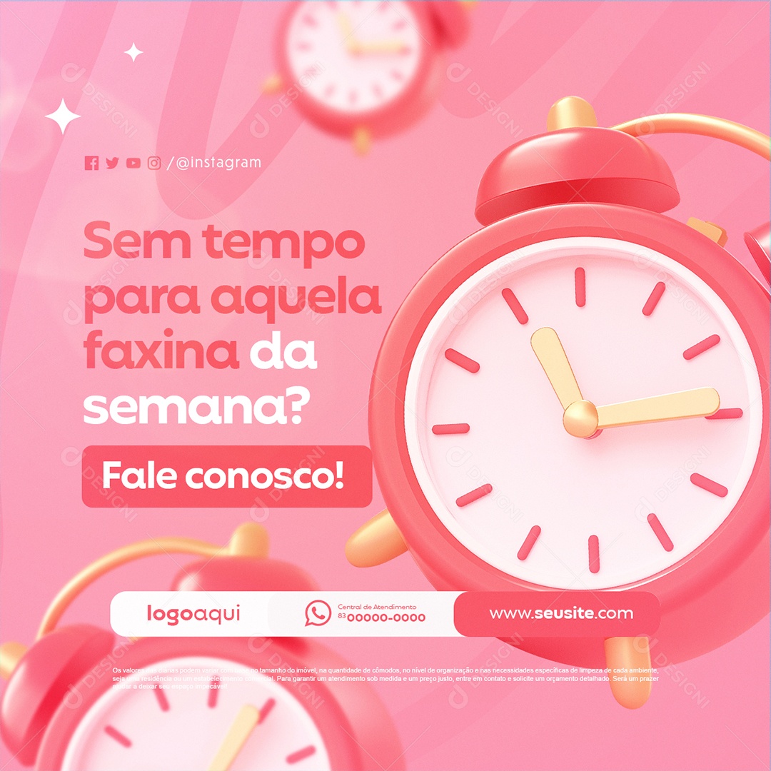 Faxineira Sem Tempo para Aquela Faxina da Semana Social Media PSD Editável